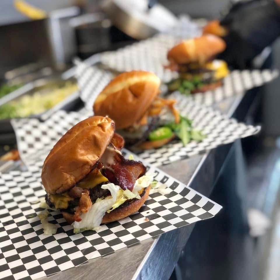 Burgers from a food truck at The Commons